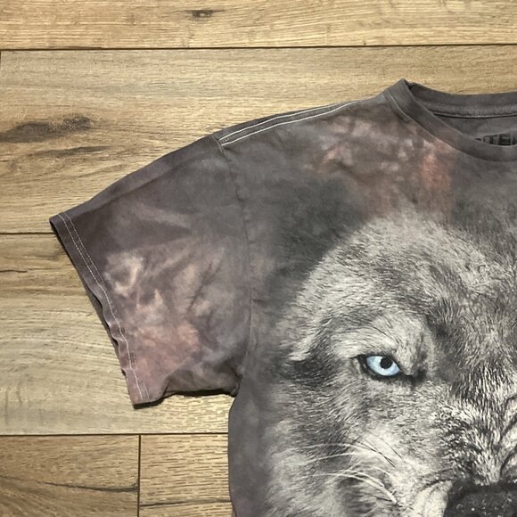 The Mountain Wolf Face Graphic T Shirt Adult SZ LARGE Gray Tie Dye Wildlife 2014 - Picture 3 of 9